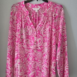 Lilly Pulitzer Pink and White Floral Blouse